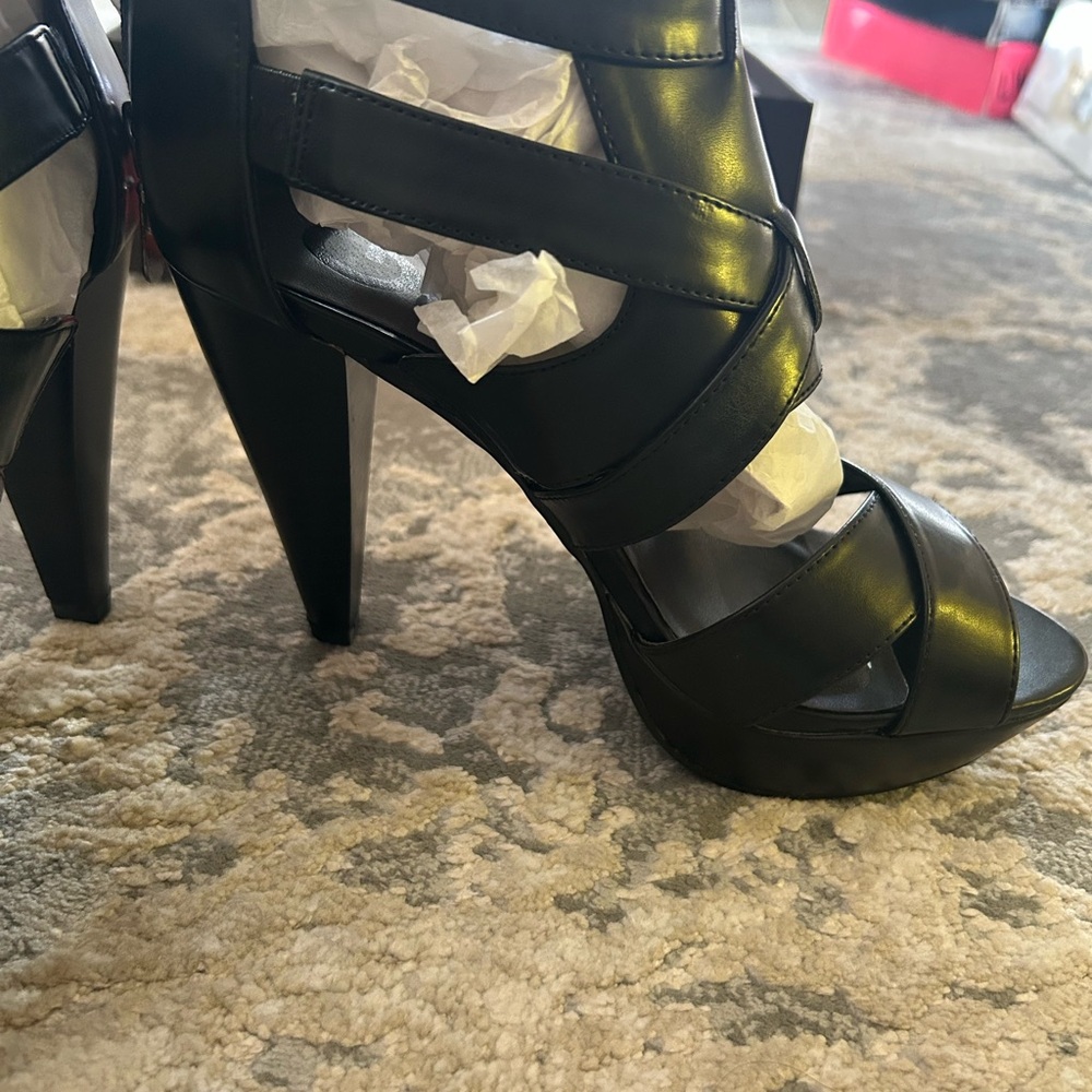 Guess Black Strappy Heels